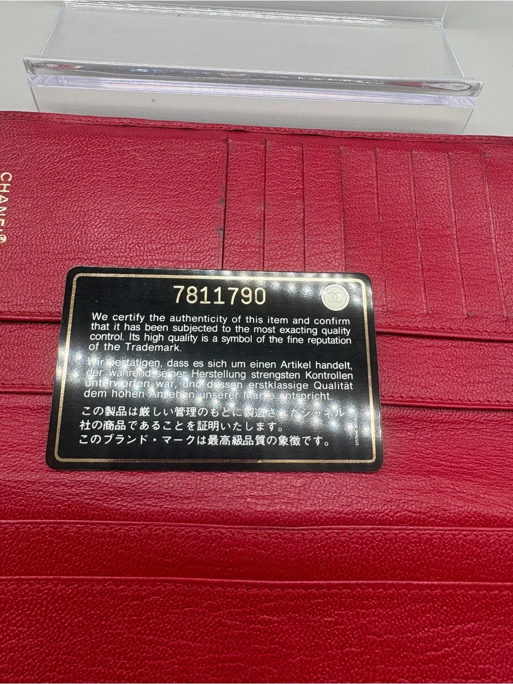 CHANEL Red Leather CC-Logo Continental Wallet